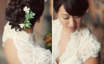 Tóc cưới mộc mạc với sen đá - Blog Marry