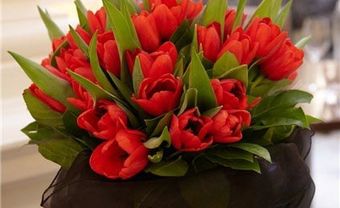 Hoa cưới cầm tay kết từ hoa tulip đỏ sang trọng - Blog Marry