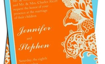 Thiệp cưới đẹp màu cam phối xanh biển - Blog Marry