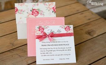Thiệp cưới đẹp màu hồng in hoa mao lương - Blog Marry