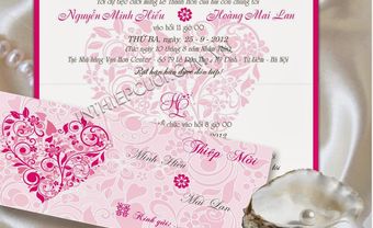 Thiệp cưới đẹp màu hồng họa tiết dễ thương - Blog Marry