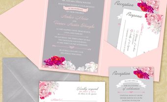 Thiệp cưới đẹp màu hồng in hoa cẩm chướng - Blog Marry
