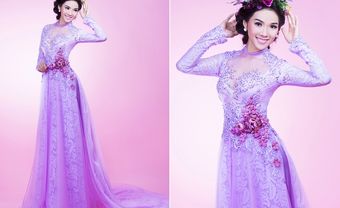 Áo dài cưới đẹp màu tím pastel kết hoa sang trọng - Blog Marry