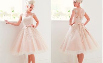 Váy cưới ngắn voan xòe kết ren vintage - Blog Marry