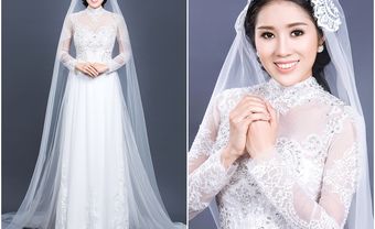 Áo dài cưới đẹp màu trắng chất voan thêu ren cầu kỳ - Blog Marry