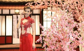 Áo dài cưới đẹp tay ngắn kết cườm ngực áo cầu kỳ - Blog Marry