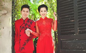 Các mẫu áo dài uyên ương rực rỡ sắc xuân cho ngày cưới - Blog Marry