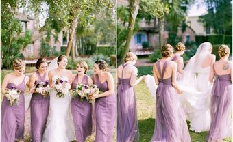 Váy phụ dâu màu tím violet chất voan mềm mại - Blog Marry
