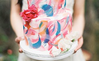 Xu hướng Bánh cưới Brushstroke khuấy đảo mùa cưới 2018 - Blog Marry