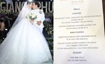 Thực đơn tiệc cưới đắt đỏ của Trường Giang - Nhã Phương - Blog Marry